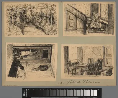 Vier illustraties bij: Nannie van Wehl, De buren, 1907