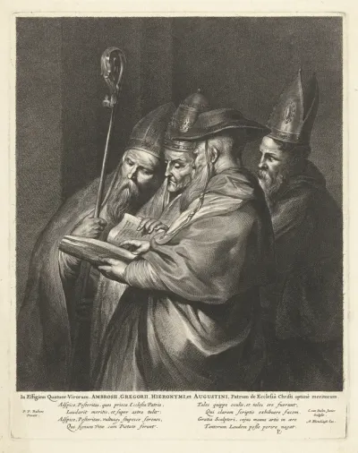 Vier kerkvaders: heiligen Ambrosius, Gregorius, Hiëronymus en Augustinus
