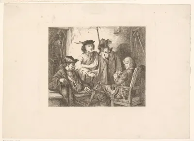 Vier krijgslieden in gesprek