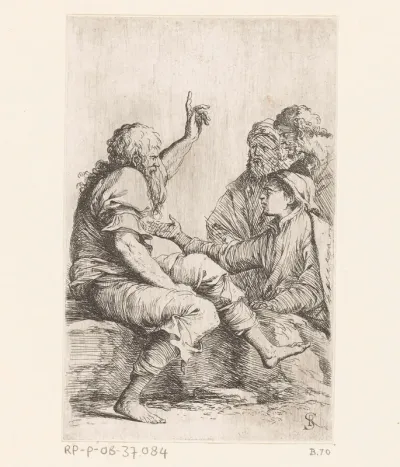 Vier mannen in conversatie
