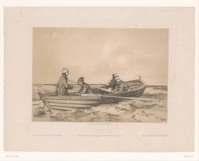 Vier mannen in een roeiboot
