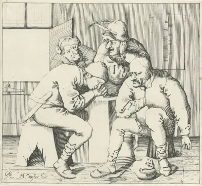 Vier mannen rond een tafel
