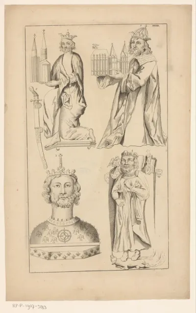 Vier portretten van keizer Karel de Grote