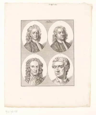 Vier portretten van Sir Isaac Newton