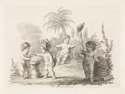 Vier putti met allegorische attributen