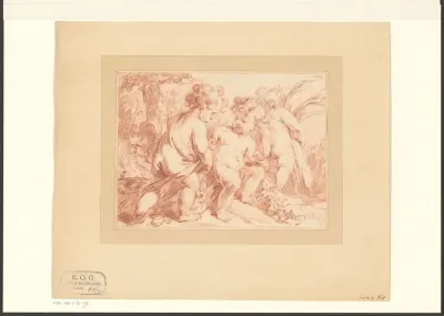 Vier putti met bloemenslingers