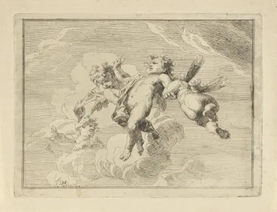 Vier putti tussen de wolken