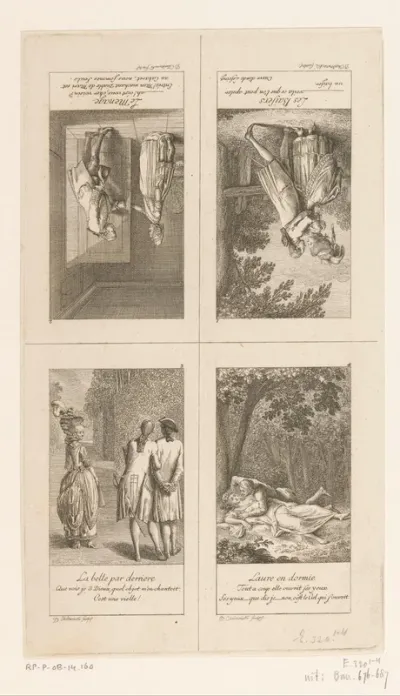 Vier scènes uit Lessing's Fabeln und Erzählungen