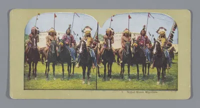Vier Siouxmannen te paard