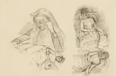 Vier studies van vrouwen, zittend en lezend