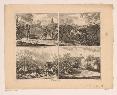 Vier voorstellingen over de geschiedenis van oorlogsvoering