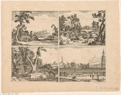 Vier voorstellingen over het vangen van dieren
