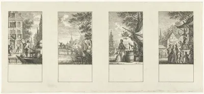 Vier voorstellingen van de maanden mei, juni, juli, augustus