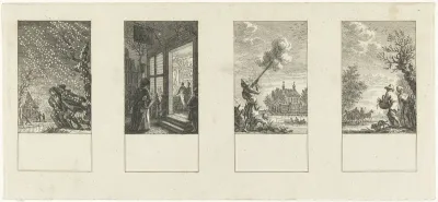 Vier voorstellingen van de maanden september, december, januari, april