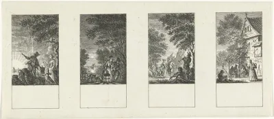 Vier voorstellingen van de vier dagdelen