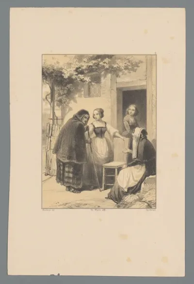 Vier vrouwen voor een huis