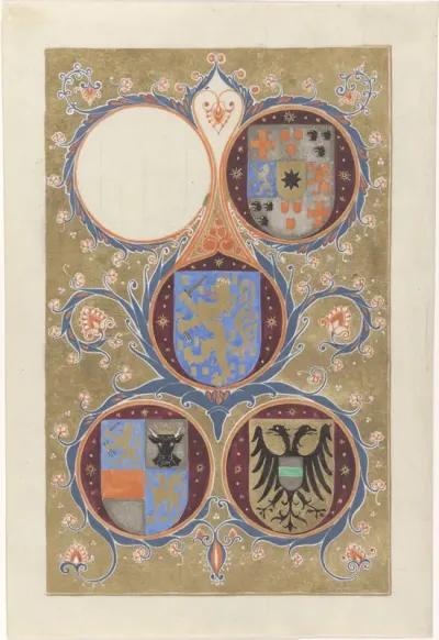 Vier wapenschilden