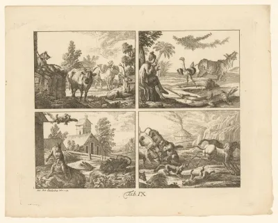Vier wetenschappelijke voorstellingen van dieren