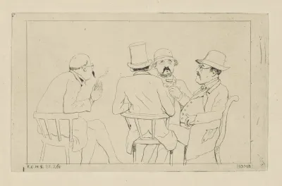 Vier zittende mannen in gesprek