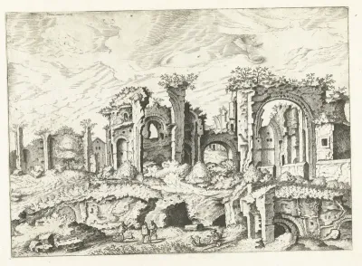 Vierde gezicht op ruïnes op de Palatijn