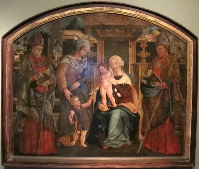 Vierge à l'enfant entourée de sainte Elisabeth, de saint Jean-Baptiste et de deux saints évêques