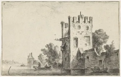 Vierkante toren aan het water