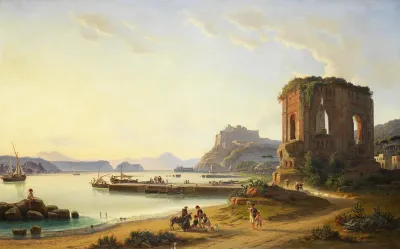 View across the Golfo di Pozzuolo with the old harbour and castle
