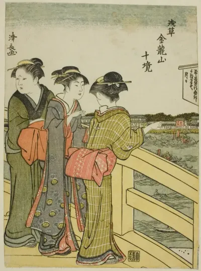 View from Azuma Bridge, from the series "Ten Precincts of Kinryuzan Temple in Asakusa (Asakusa Kinruzan jikkei)"