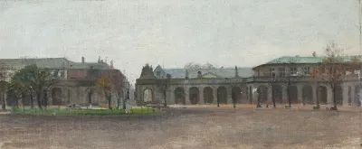 View from the riding grounds at Christiansborg towards the Marble bridge.