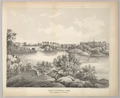 View in Central Park with Balcony Bridge and Oak Bridge, from Valentine's Manual