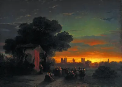 View in Crimea at sunset