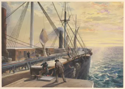 View, Looking Aft, from the Port Paddle Box of the Great Eastern, Showing the Trough for the Cable, etc.