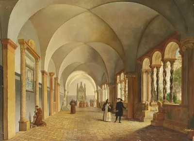 View of a cloister in Rome.
