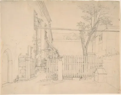 View of a Courtyard in Loschwitz (?)