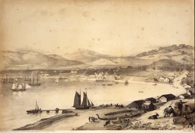 View of a part of the town of Wellington, New Zealand.