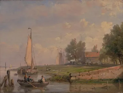 View of a river with a rowing boat