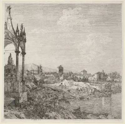 View of a Town with a Bishop's Tomb