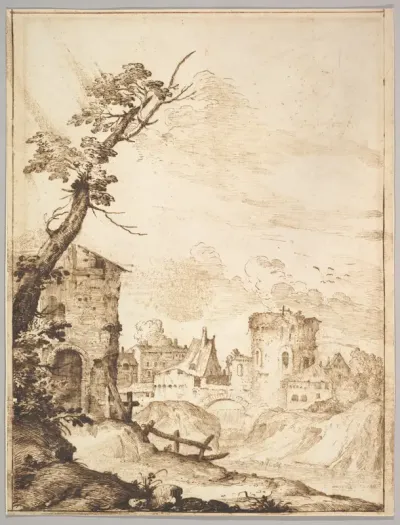 View of a Town with a Tower
