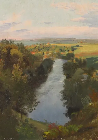 View of a valley with a stream.