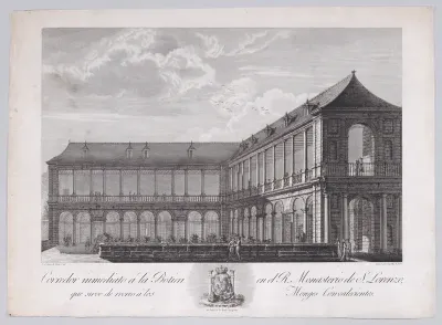 View of an interior corridor of the monastery of El Escorial, from "Views of El Escorial"