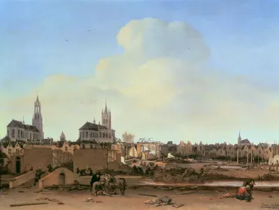 View of Delft after the explosion of the gunpowder magazine on October 12, 1654