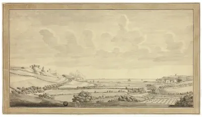 View of Farm Land Near the Sea