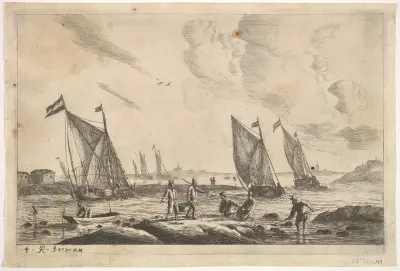 View of Inland Waterway with Fisherman