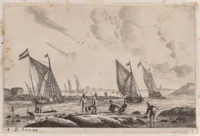 View of Inland Waterway with Fishermen
