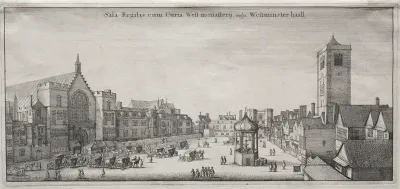 View of London:  New Palace Yard with Westminster Hall, and the Clock House
