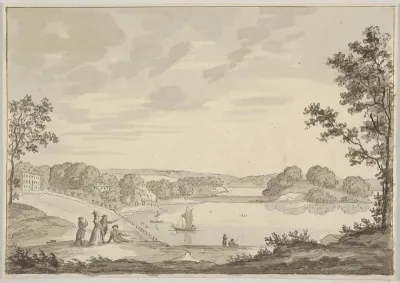View of Naesse castle with Lake Furesø from the West