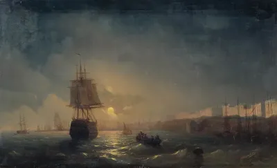 View of Odessa on a moonlit night