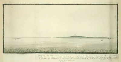 View of Robben Island from a distance of one hour south south-east from the shore