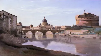 View of Rome: The Bridge and Castel Sant'Angelo with the Cupola of St. Peter's