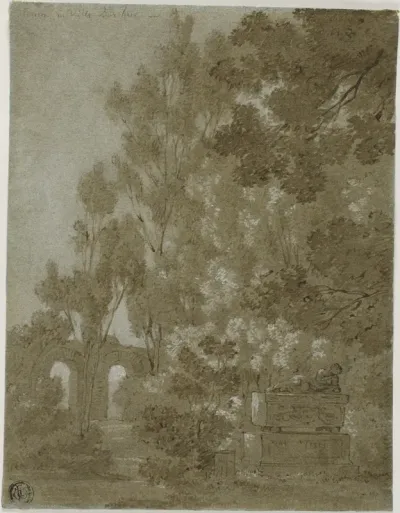 View of Ruined Arches and Tomb in Villa Borghese